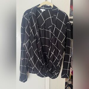 J.Jill Black & White Windowpane Drape Blouse – Size M (NWT without tags)